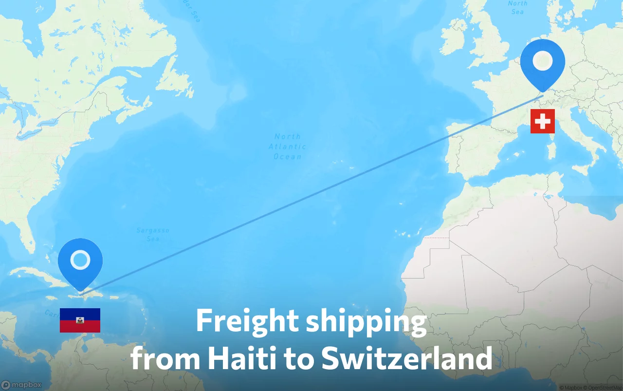 Shipping route from Haiti to Switzerland