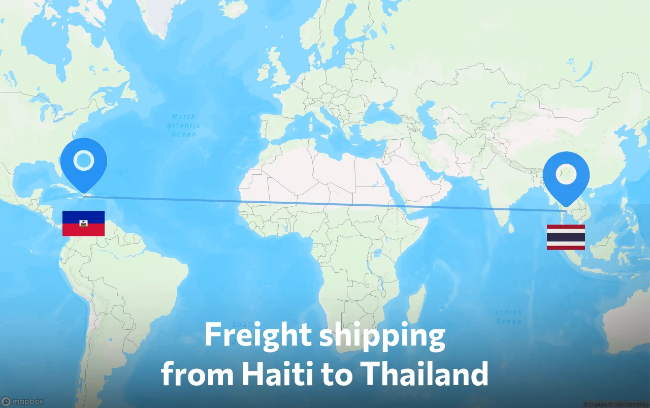 Shipping route from Haiti to Thailand