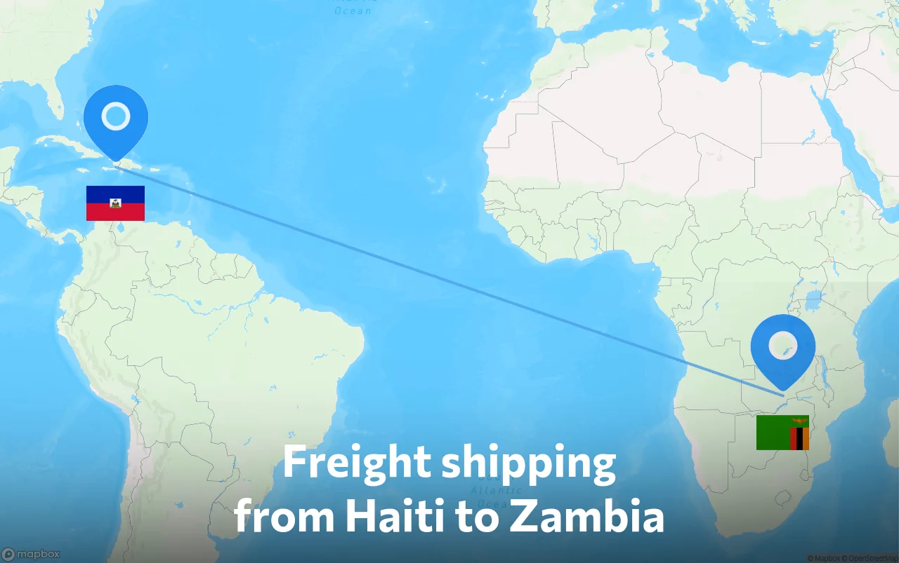 Shipping route from Haiti to Zambia
