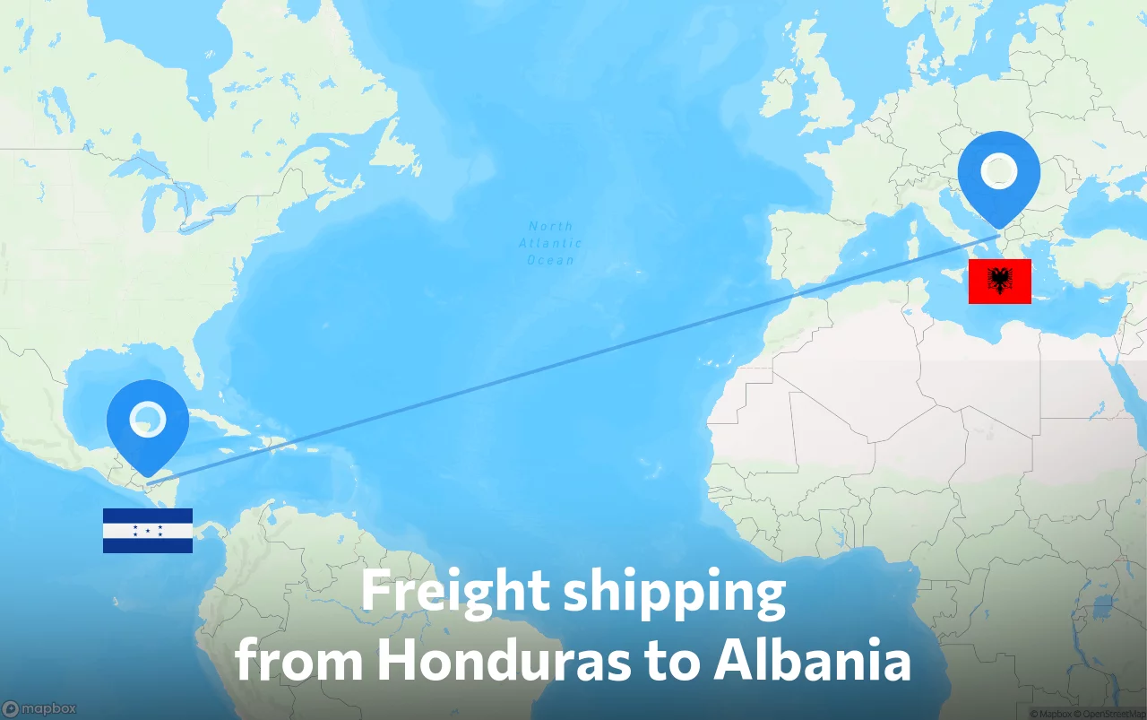 Shipping route from Honduras to Albania
