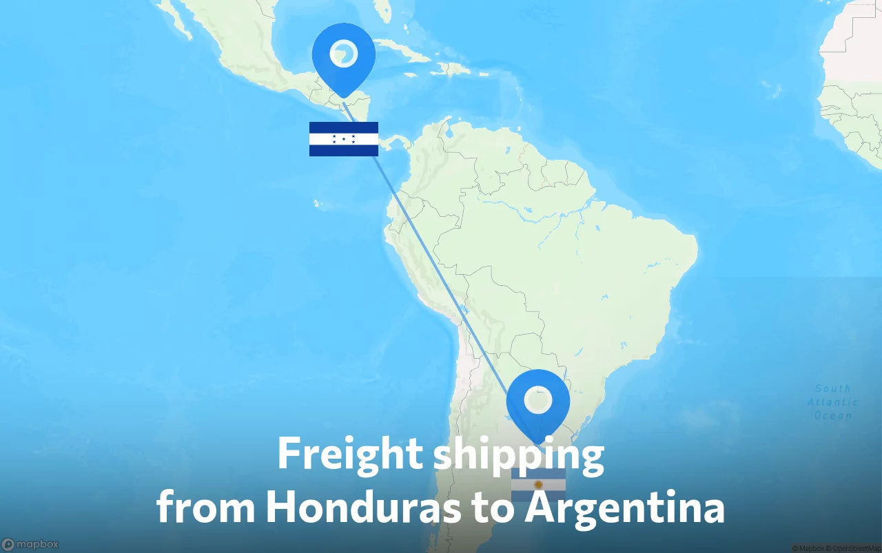 Shipping route from Honduras to Argentina