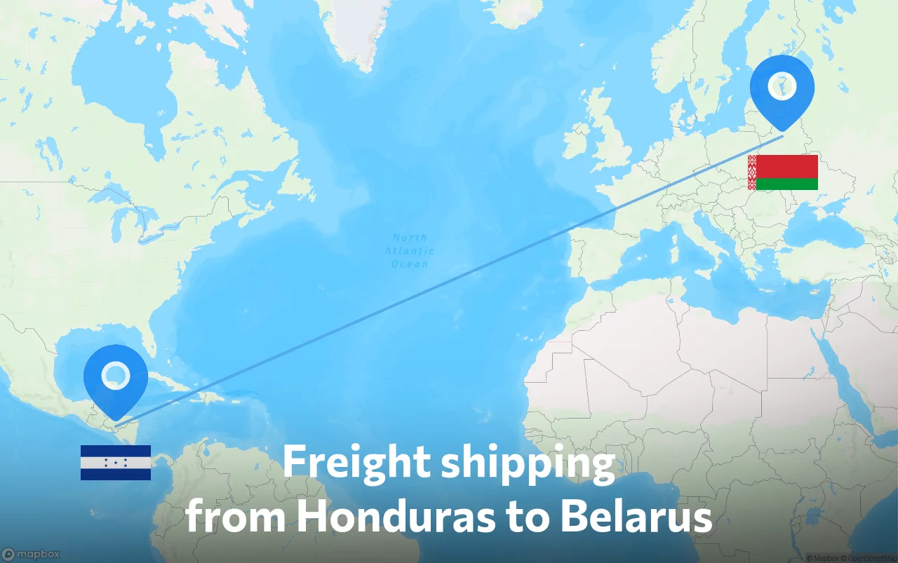 Shipping route from Honduras to Belarus
