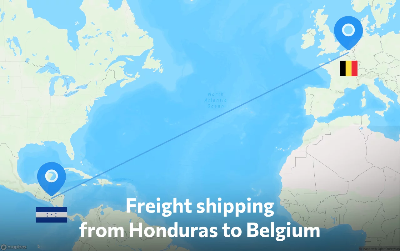 Shipping route from Honduras to Belgium
