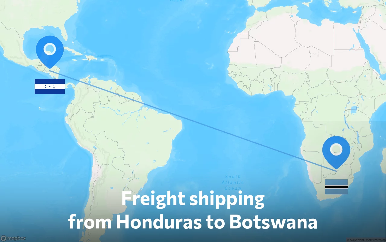 Shipping route from Honduras to Botswana