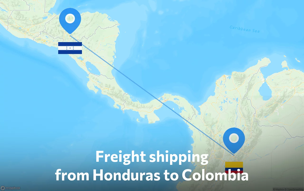 Shipping route from Honduras to Colombia