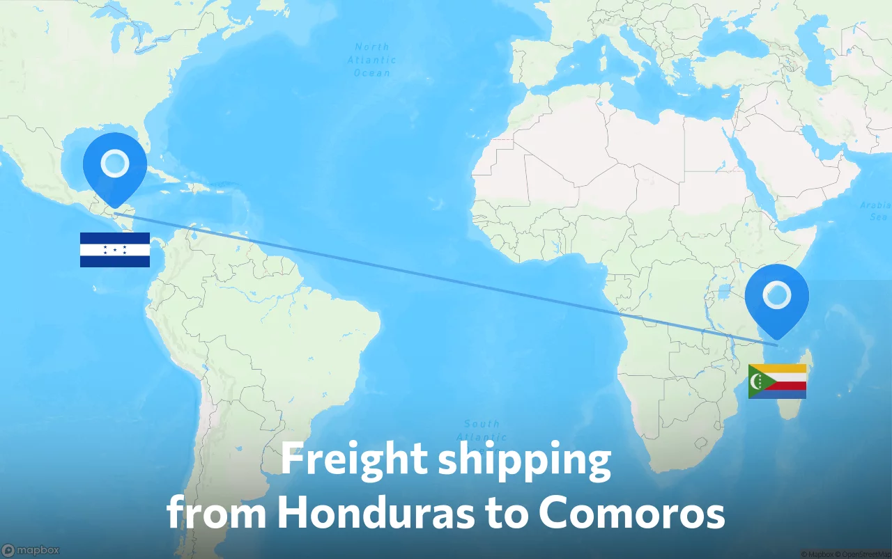 Shipping route from Honduras to Comoros