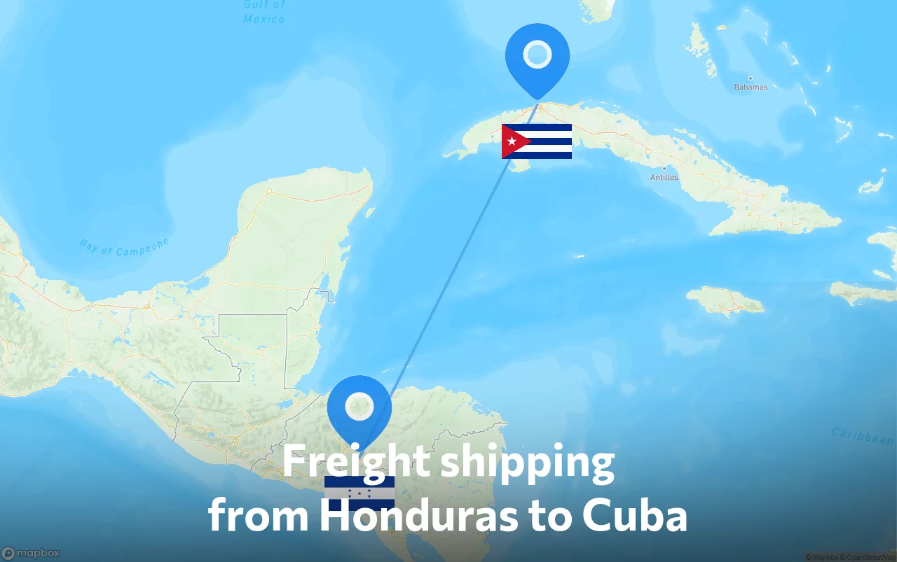Shipping route from Honduras to Cuba