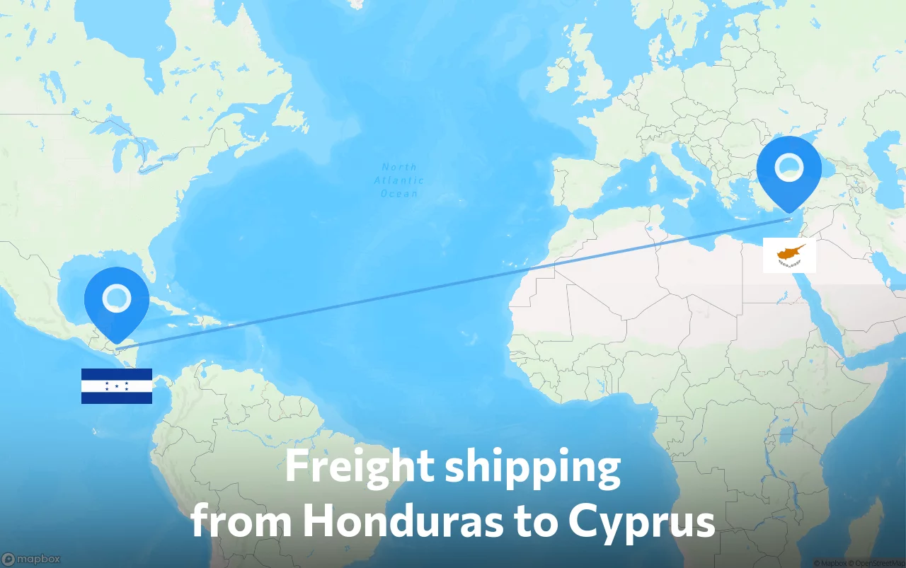 Shipping route from Honduras to Cyprus