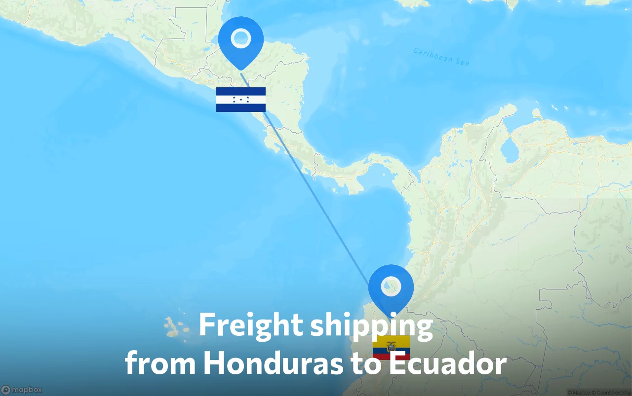 Shipping route from Honduras to Ecuador