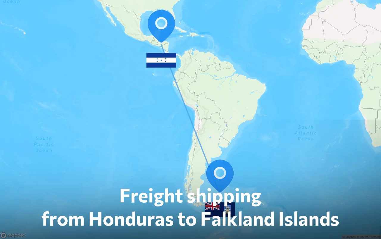 Shipping route from Honduras to Falkland Islands