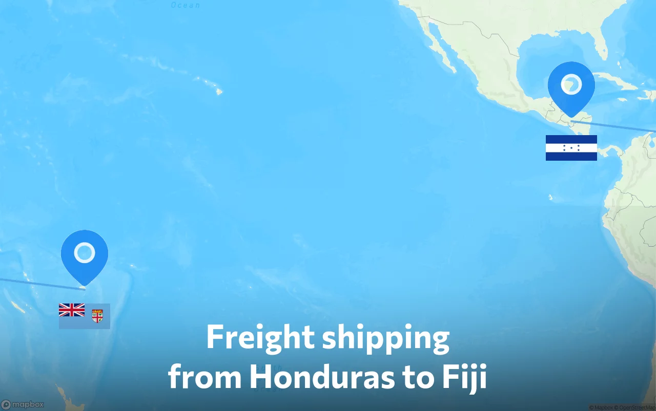 Shipping route from Honduras to Fiji