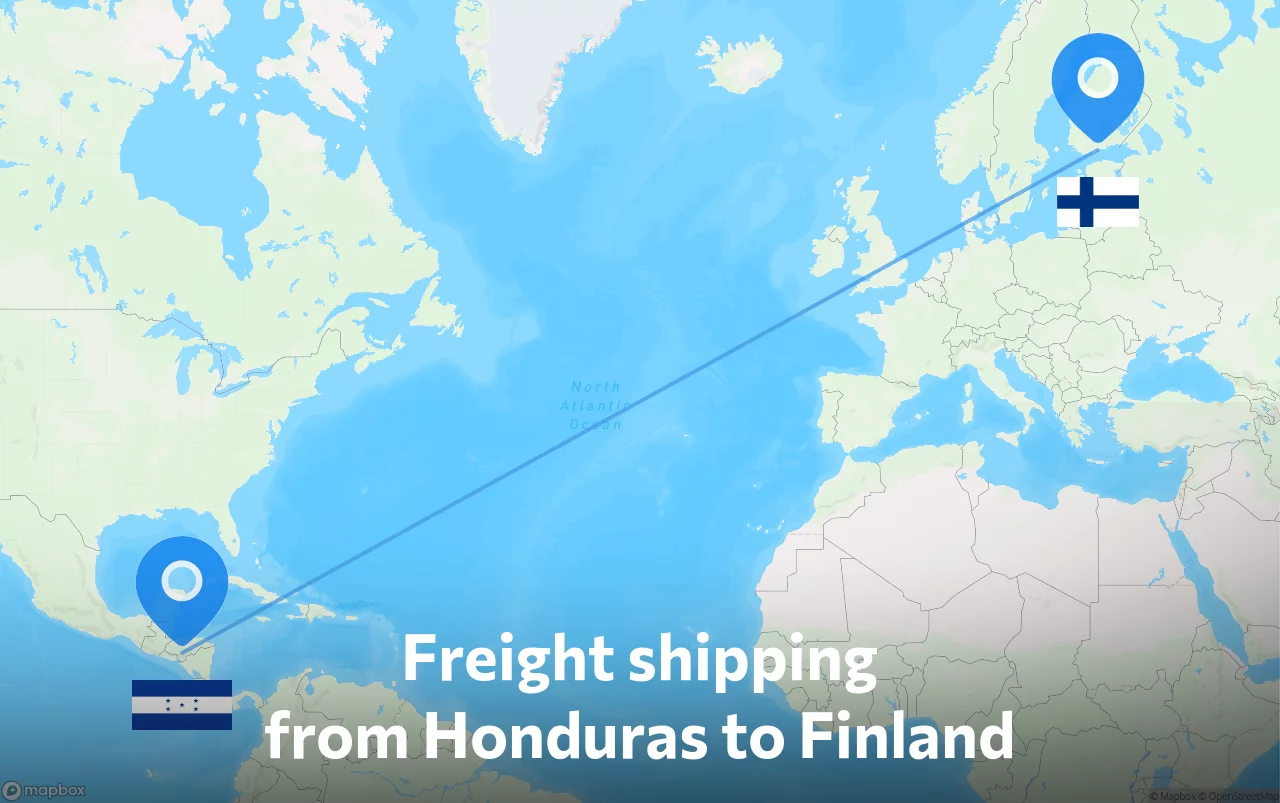 Shipping route from Honduras to Finland