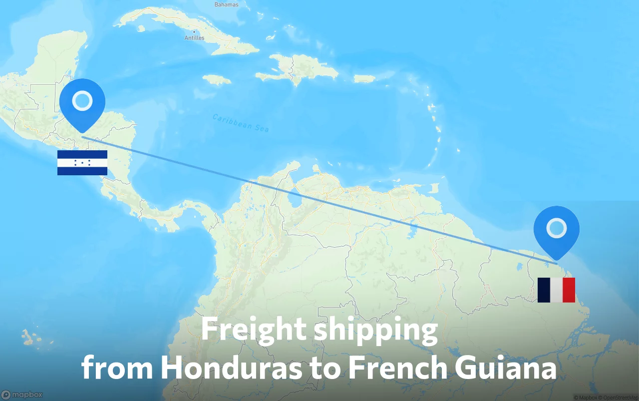 Shipping route from Honduras to French Guiana