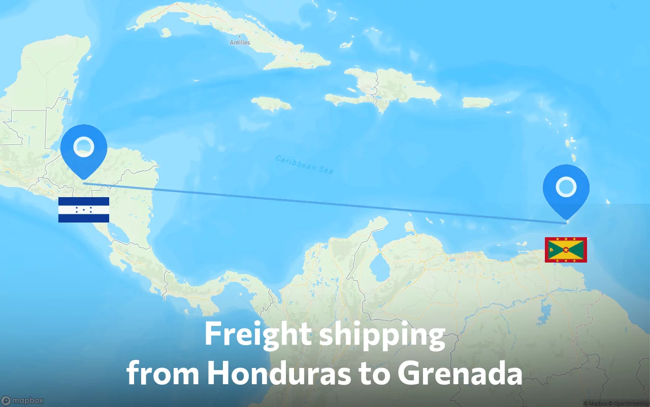 Shipping route from Honduras to Grenada