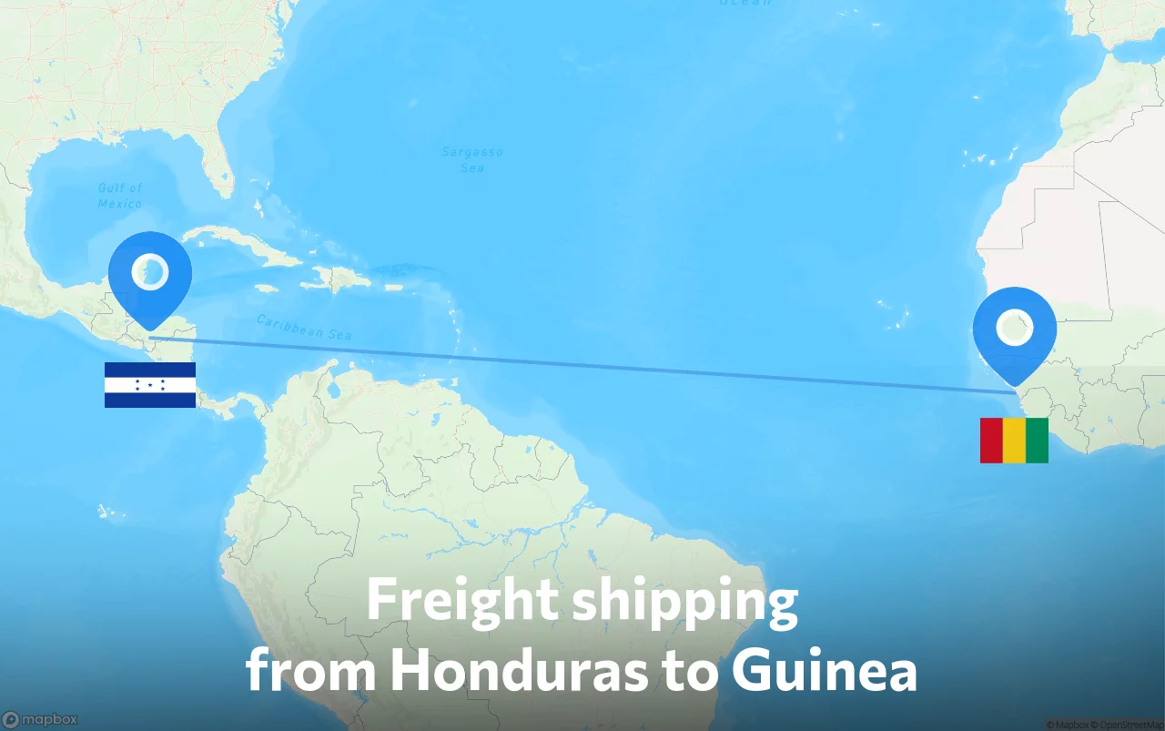 Shipping route from Honduras to Guinea
