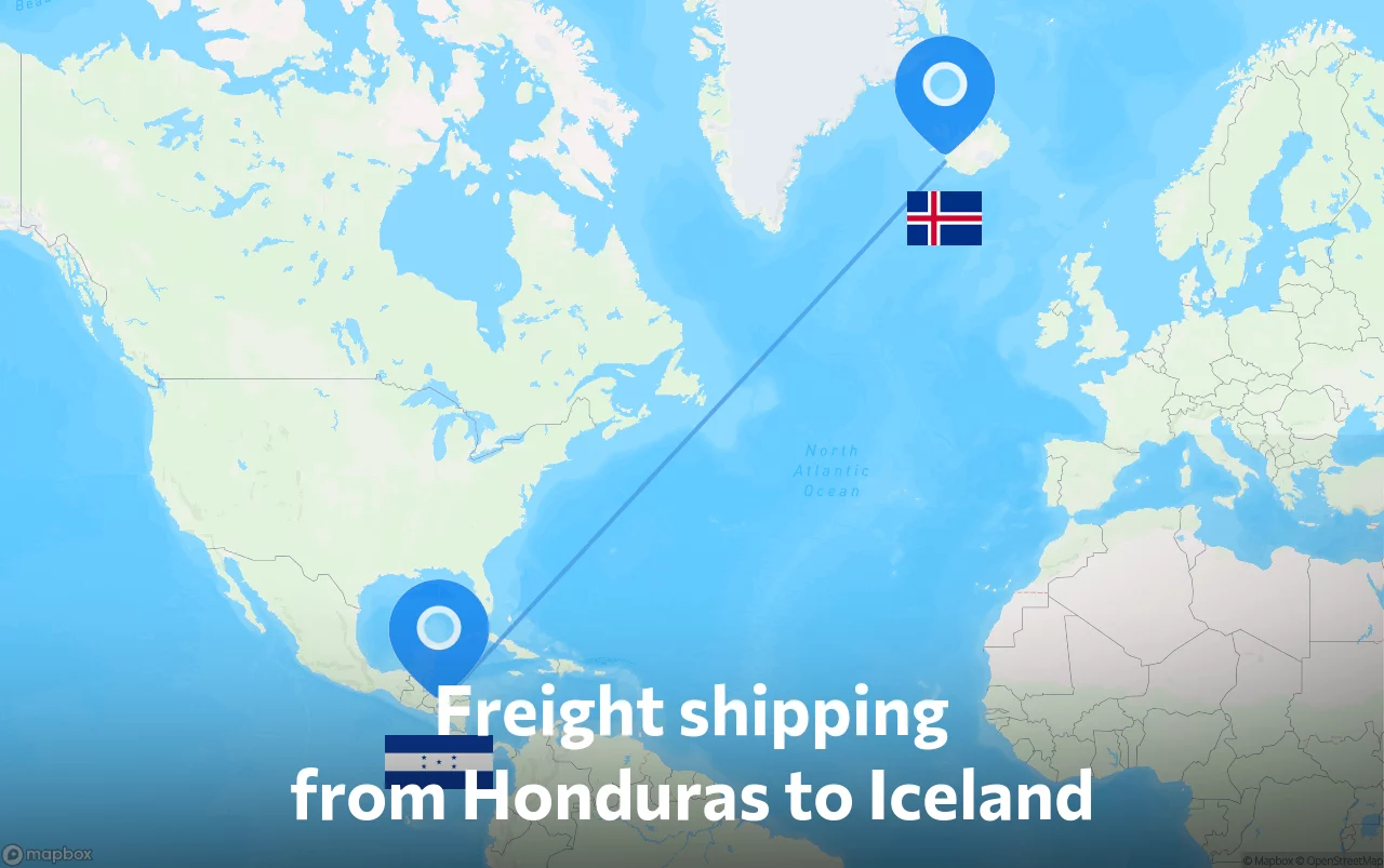 Shipping route from Honduras to Iceland