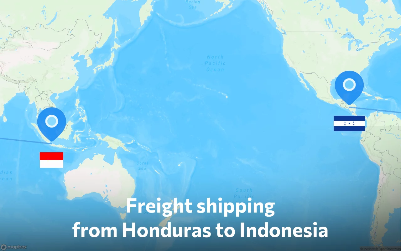 Shipping route from Honduras to Indonesia