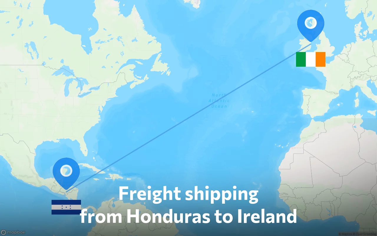 Shipping route from Honduras to Ireland