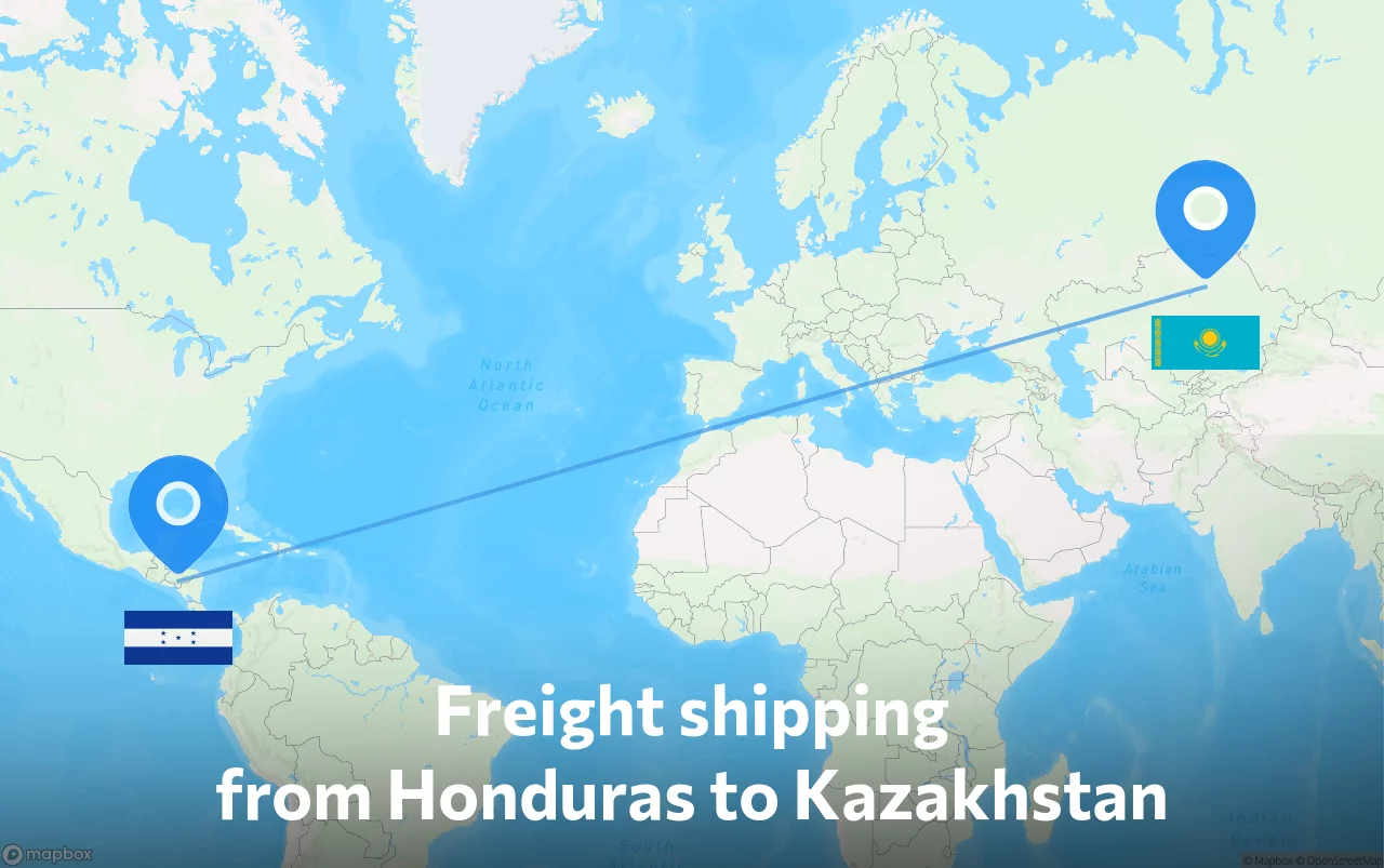 Shipping route from Honduras to Kazakhstan