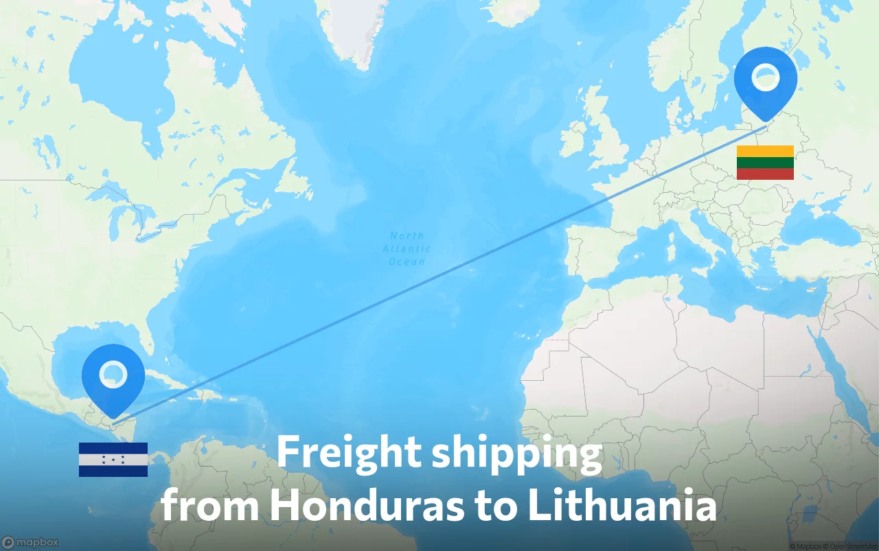 Shipping route from Honduras to Lithuania