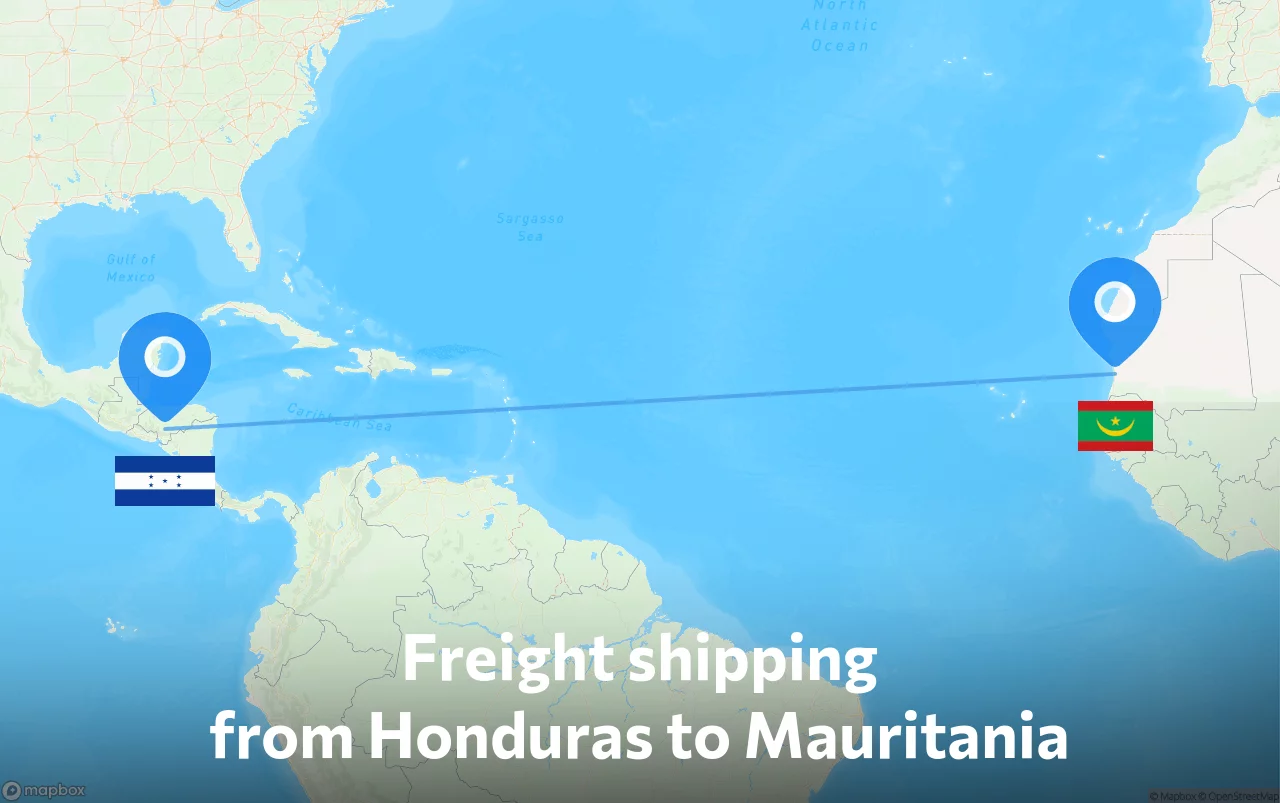 Shipping route from Honduras to Mauritania