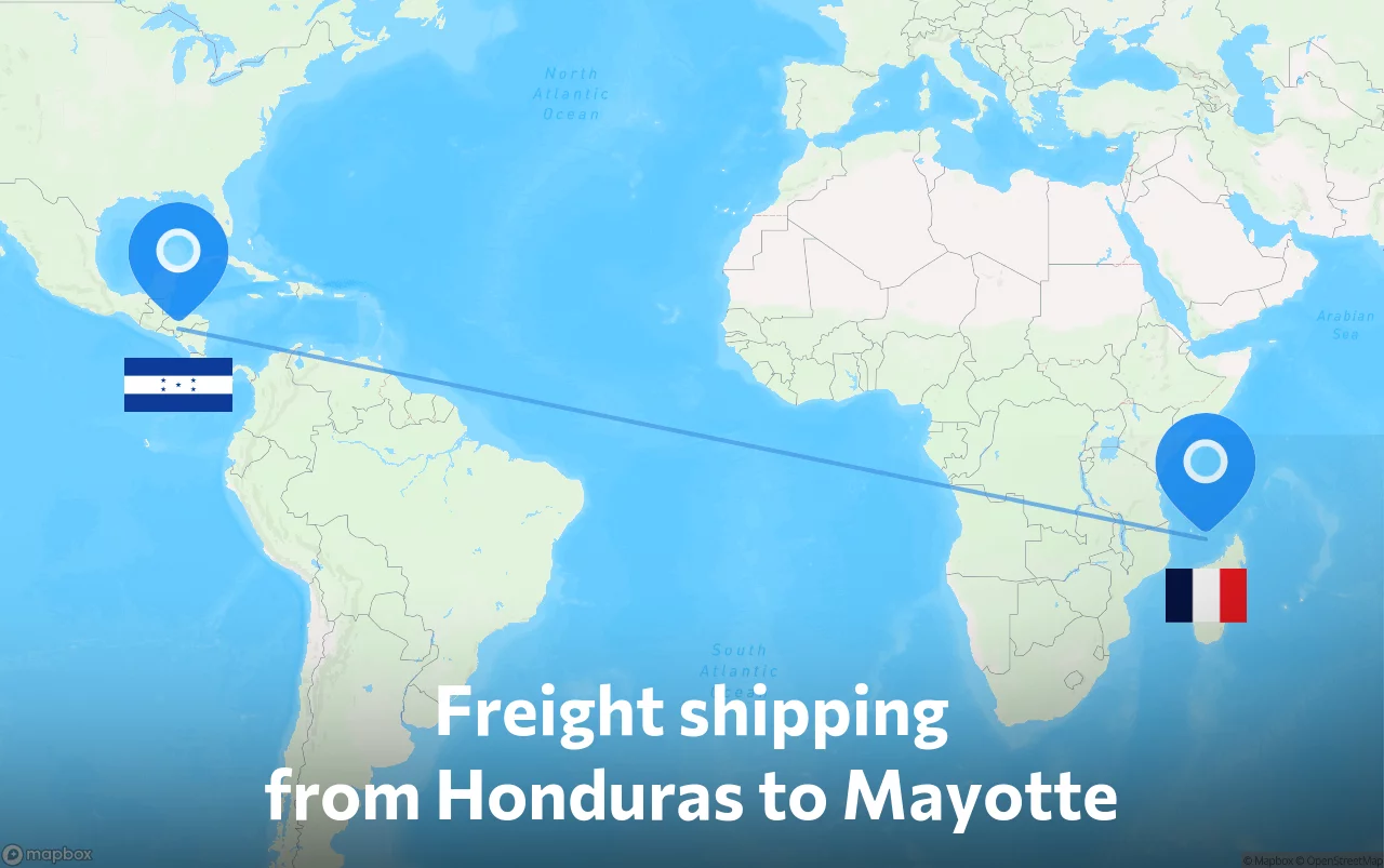Shipping route from Honduras to Mayotte