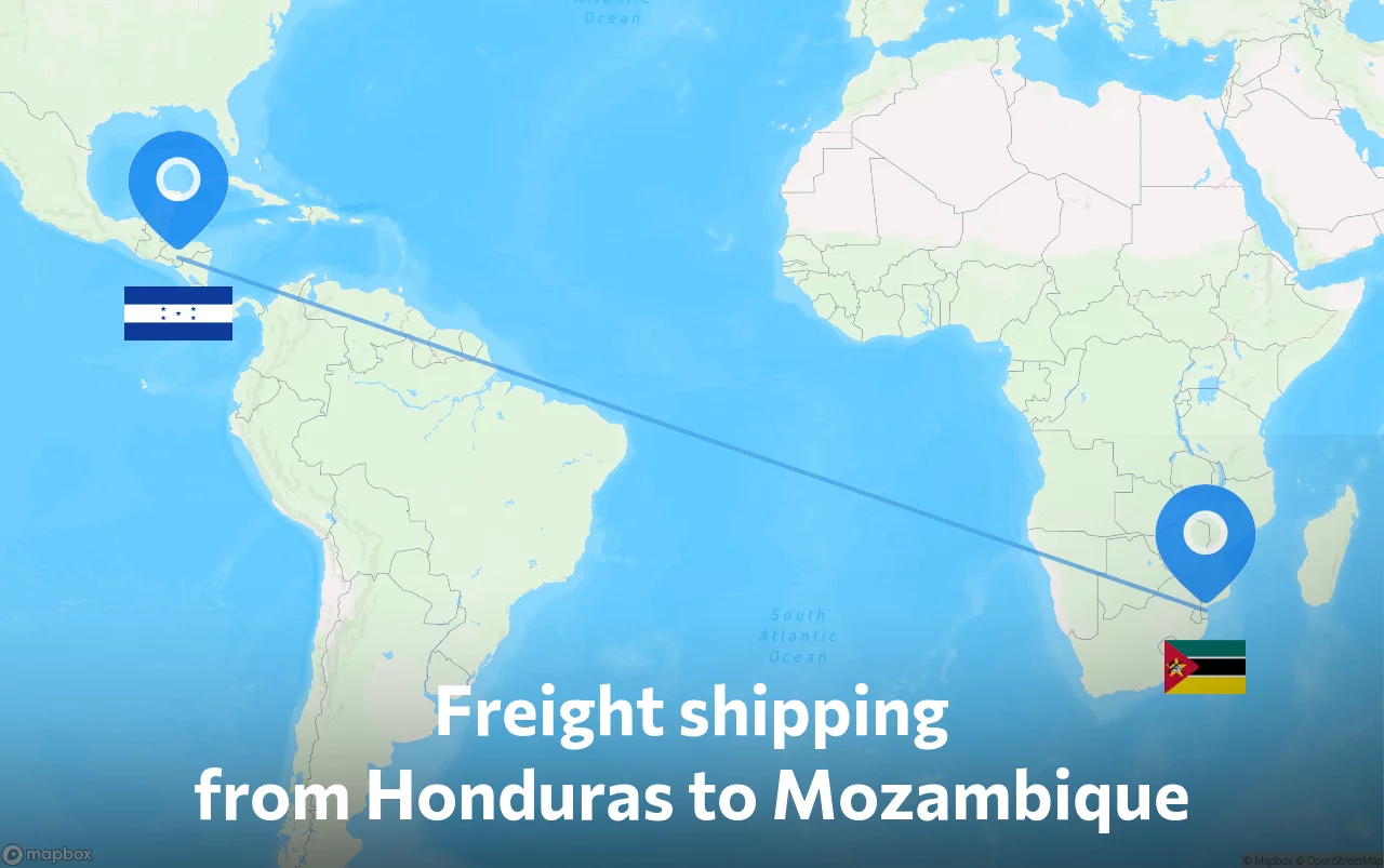 Shipping route from Honduras to Mozambique