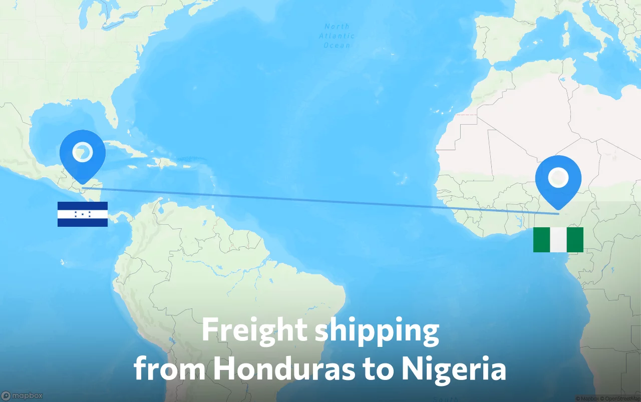Shipping route from Honduras to Nigeria