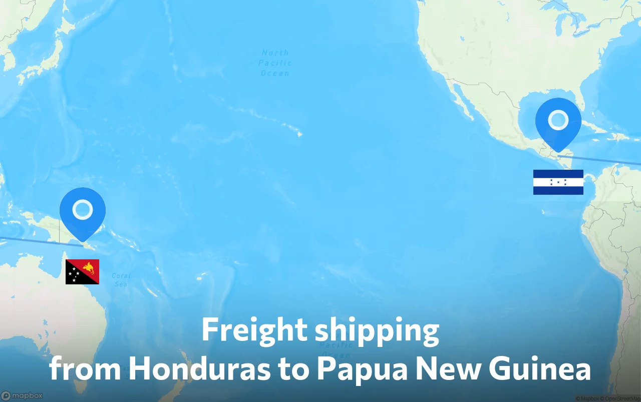 Shipping route from Honduras to Papua New Guinea