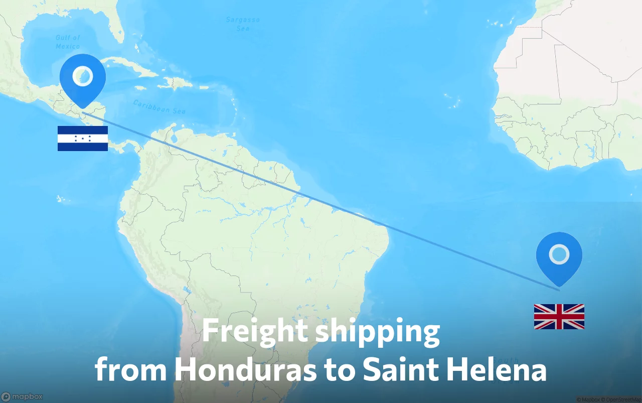 Shipping route from Honduras to Saint Helena