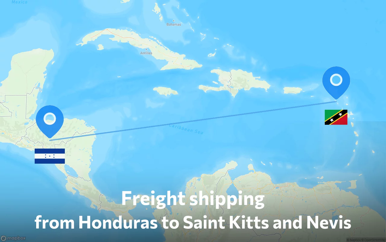Shipping route from Honduras to Saint Kitts and Nevis