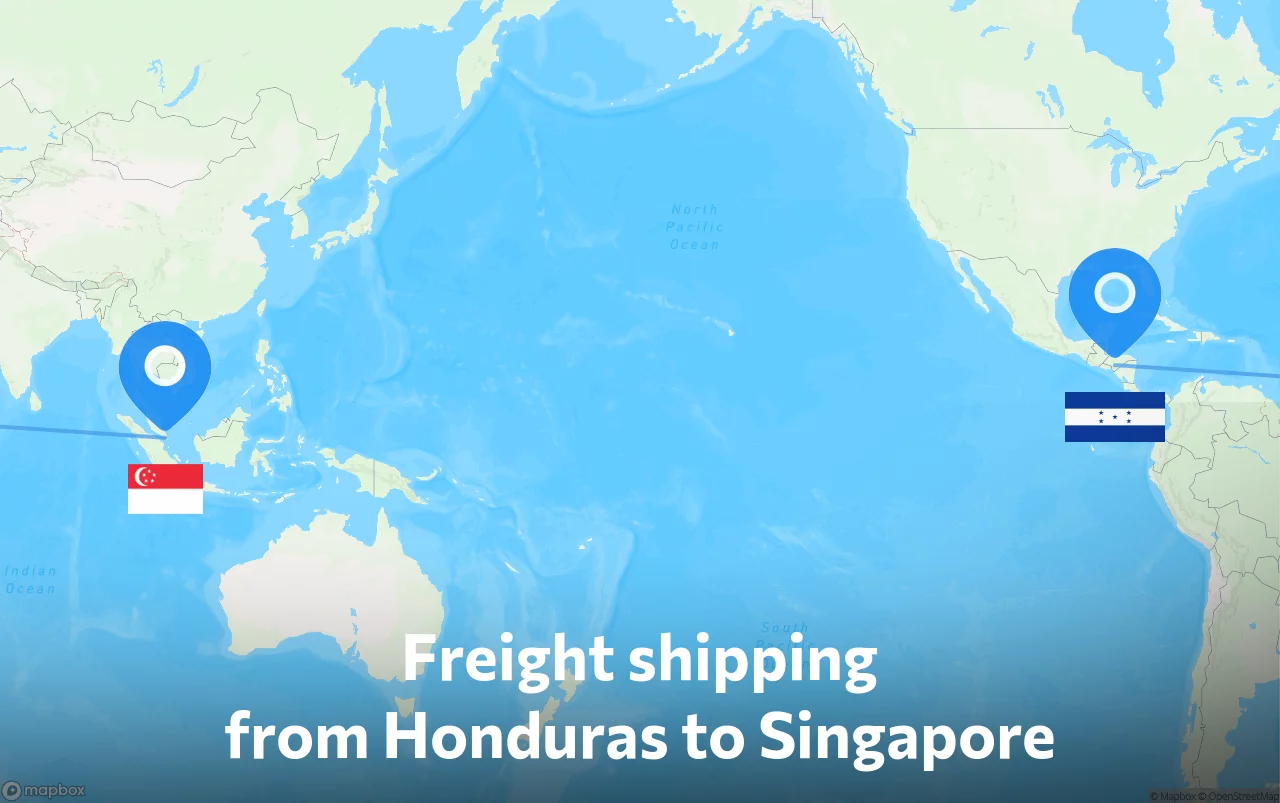 Shipping route from Honduras to Singapore