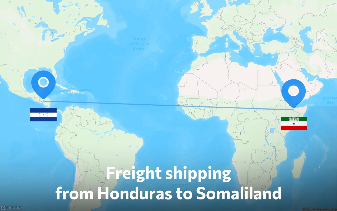 Shipping route from Honduras to Somaliland