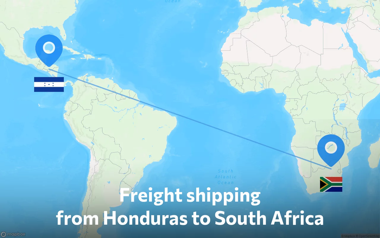 Shipping route from Honduras to South Africa