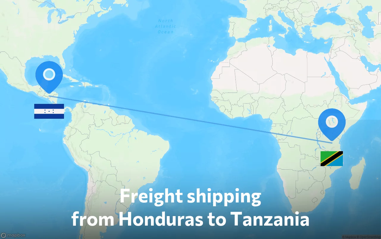 Shipping route from Honduras to Tanzania