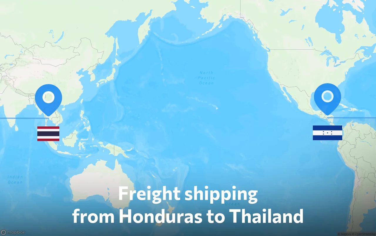 Shipping route from Honduras to Thailand