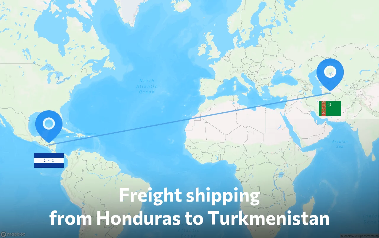 Shipping route from Honduras to Turkmenistan