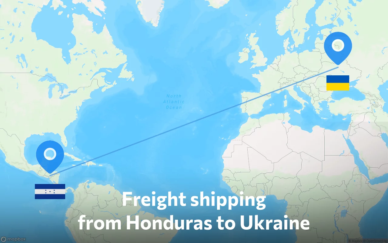 Shipping route from Honduras to Ukraine