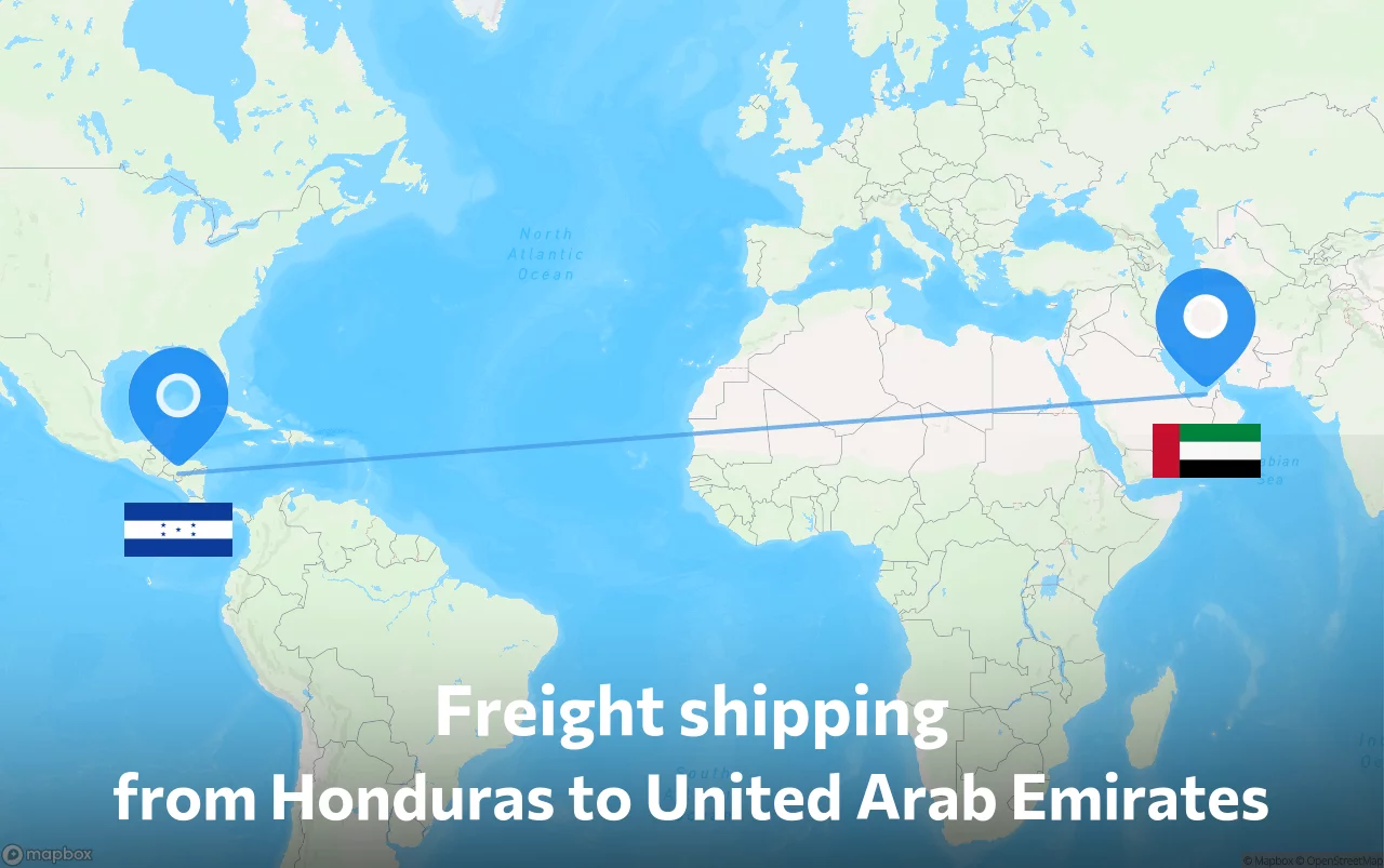 Shipping route from Honduras to United Arab Emirates