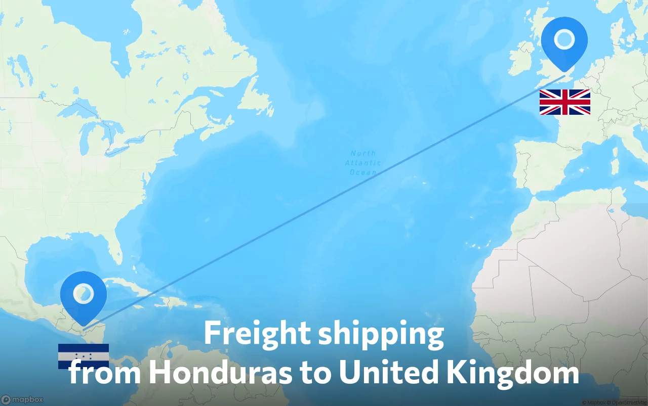 Shipping route from Honduras to United Kingdom