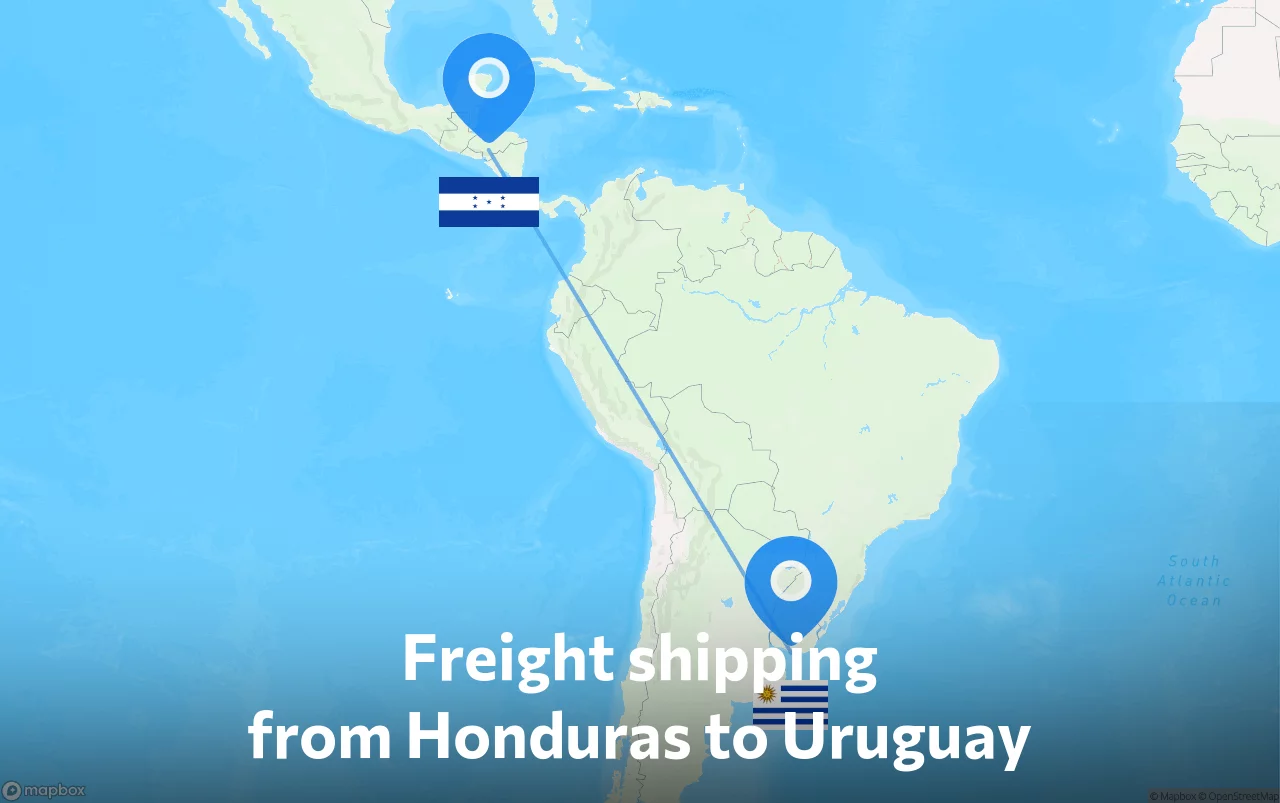 Shipping route from Honduras to Uruguay