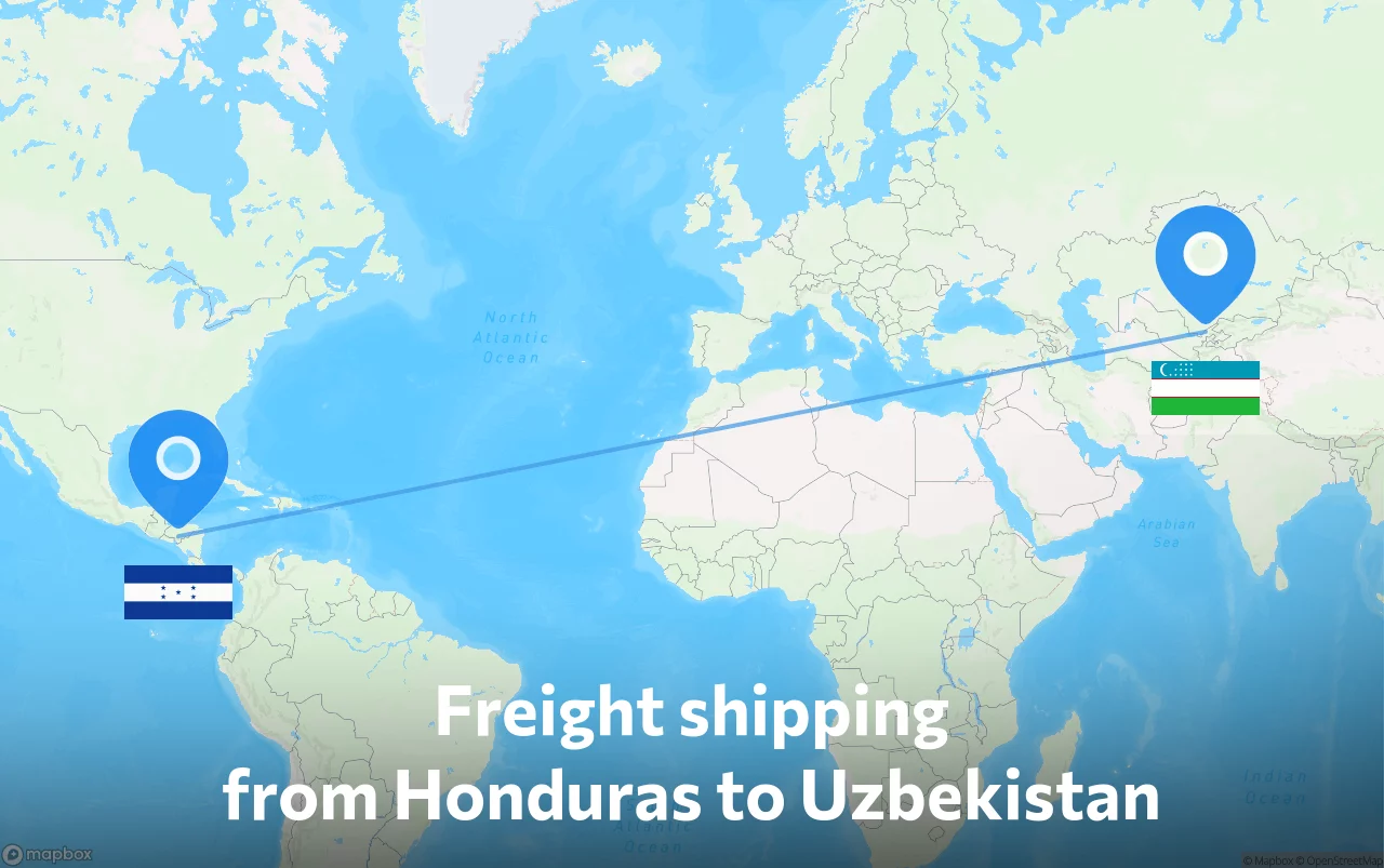 Shipping route from Honduras to Uzbekistan