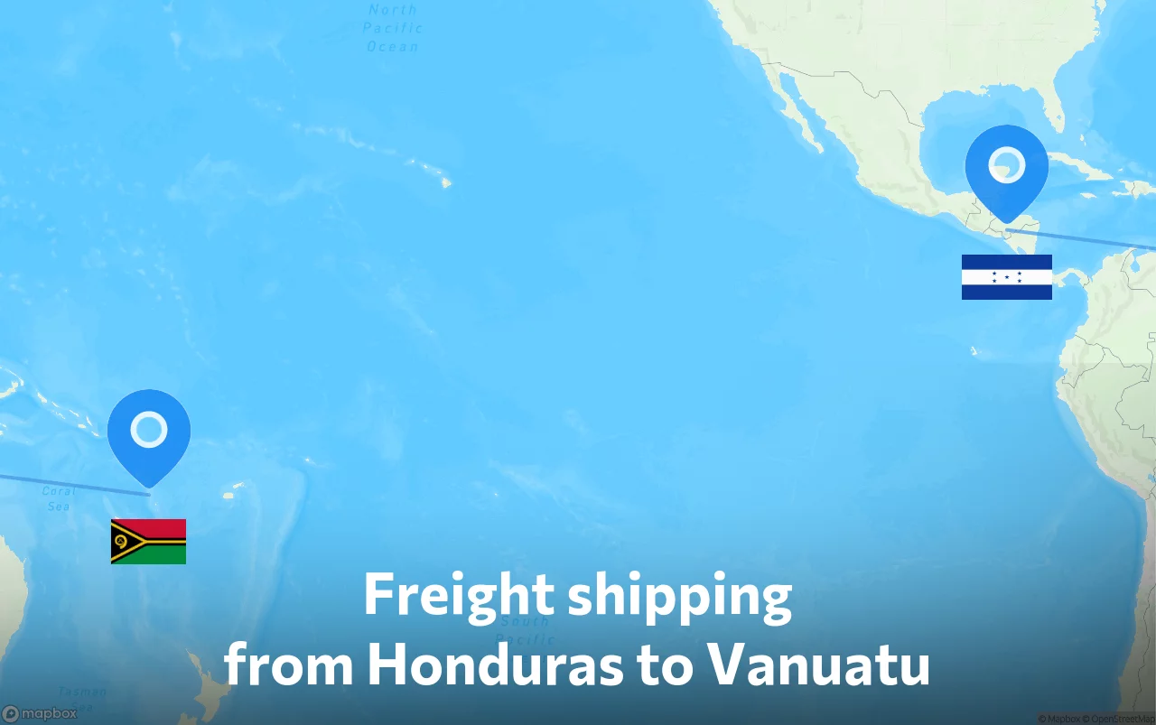 Shipping route from Honduras to Vanuatu