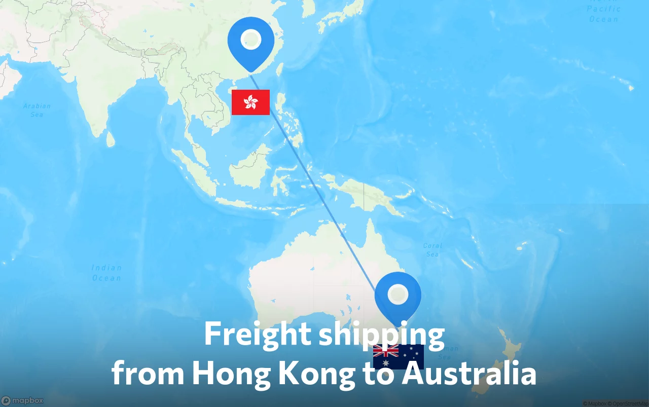 Shipping route from Hong Kong to Australia