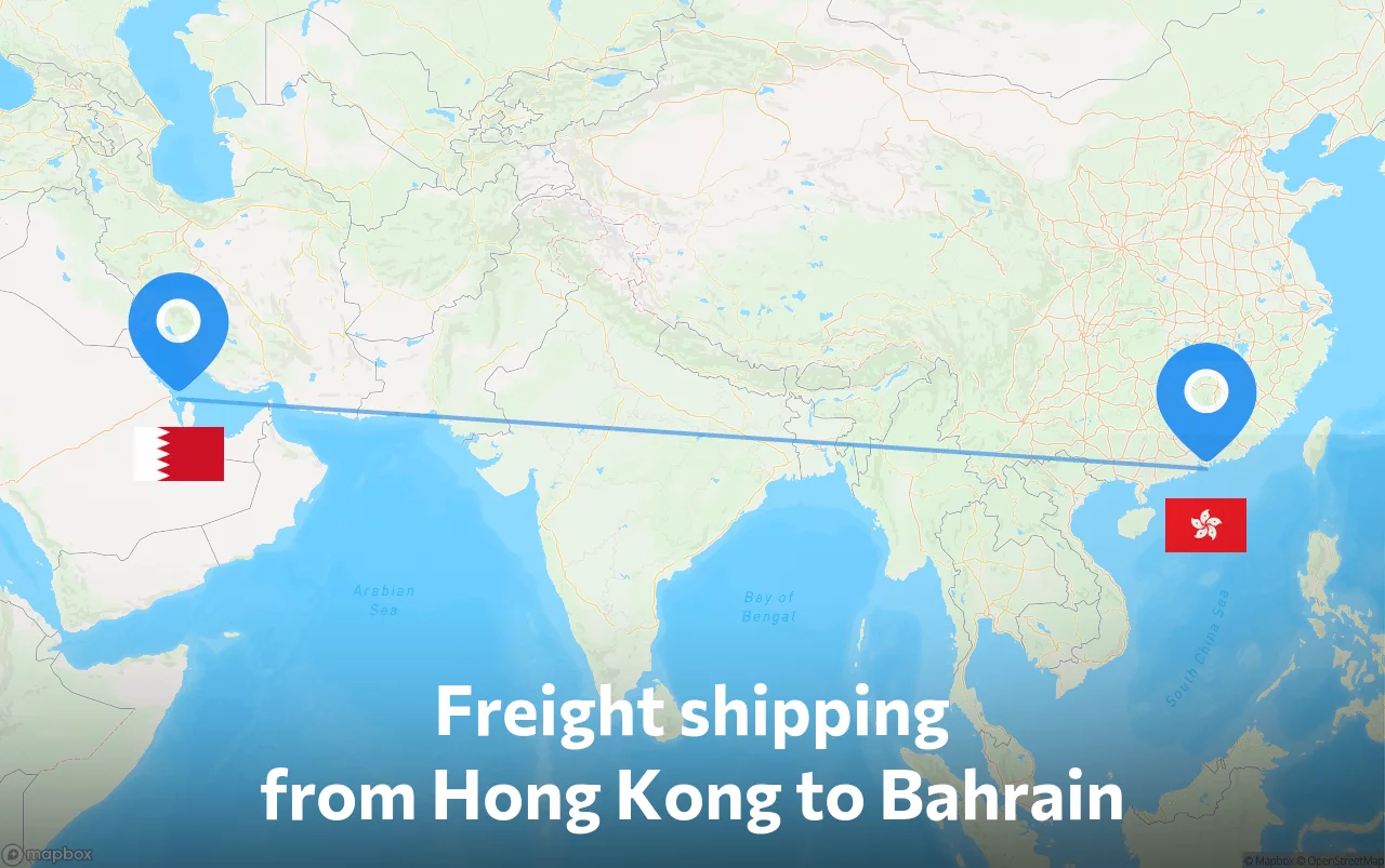 Shipping route from Hong Kong to Bahrain