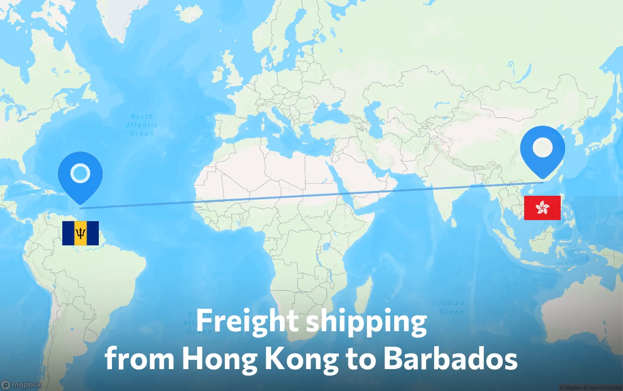 Shipping route from Hong Kong to Barbados