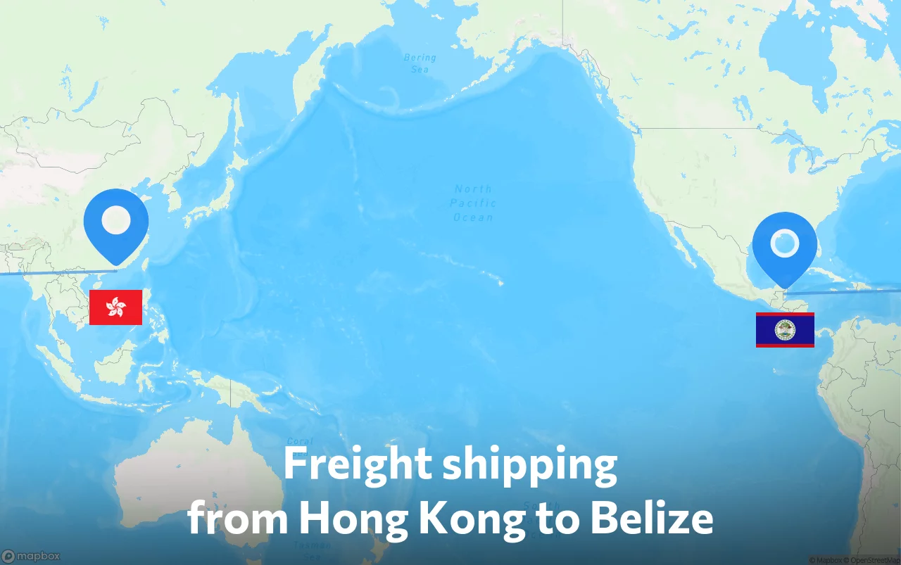 Shipping route from Hong Kong to Belize