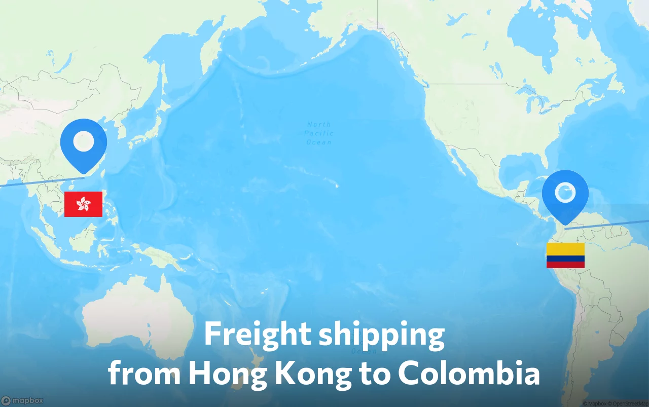 Shipping route from Hong Kong to Colombia