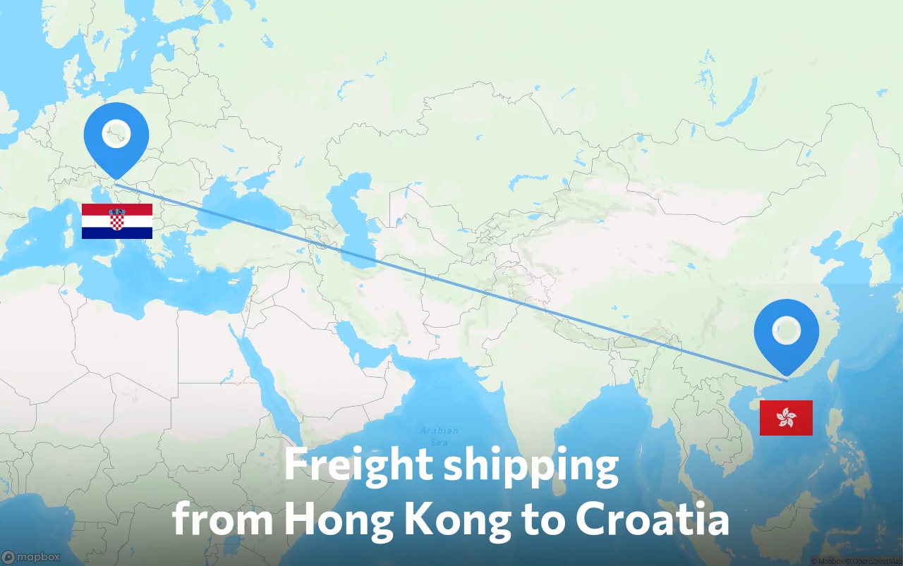 Shipping route from Hong Kong to Croatia