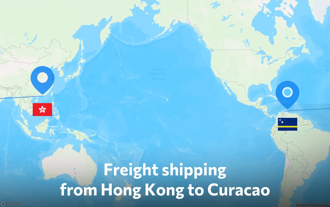 Shipping route from Hong Kong to Curacao
